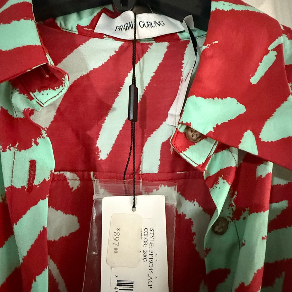 Prabal Gurung Red And Mint Dress